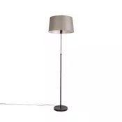 Stoječa svetilka črna s senčilom iz lanu v barvi taupe 45 cm nastavljiva - Parte