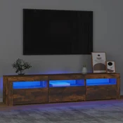 TV ormaric s LED svjetlima boja dimljenog hrasta 180x35x40 cm