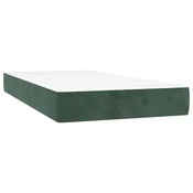 Vidaxl Vzmetnica z žepkasto vzmetjo srednje trdote temno zelena 100x210x20 cm žamet