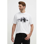 Pamucna majica Karl Lagerfeld za muškarce, boja: bijela, s tiskom, 542224.755148