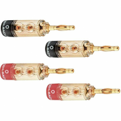Oehlbach Vtični konektor za zvočnik prek vtiča, raven, Gold, rdeče barve, črne barve Oehlbach 3030 4 kosi
