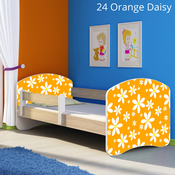 Djecji krevet ACMA s motivom, bocna sonoma 160x80 cm 24-orange-daisy