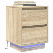 Nocni ormaric s LED svjetlima boja hrasta sonome 38x34x50 cm