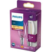 Philips 2 paketa LED E14 Crown 2W (25W) prozorna 250lm