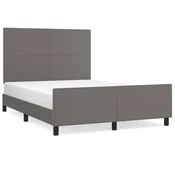 Vidaxl Posteljni okvir z vzglavjem siv 140x190 cm umetno usnje
