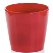 Polnix Klasični rdeč gladek keramični cvetlični lonček 15 cm