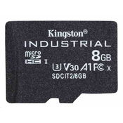 Kingstonova kartica MicroSDHC 8 GB Industrial C10 A1 pSLC v enem paketu