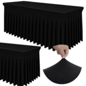 PREVLEKA ZA PRT ZA CATERING, OBLOGA ZA BANKETNO MIZO, ČRNE 180x76cm, ELASTIČNA [72S-CZN]