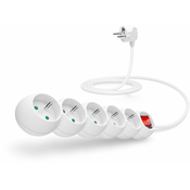CONNECT IT power cable extension 230V, 5 sockets and switch, 2m, white