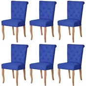 Casa Padrino Chesterfield Neo Baroque dining room chair set of 6 blue/natural - Kitchen chairs set - Chesterfield dining room furniture - Neo baroque dining room furniture
