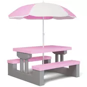 Otroški sedežni komplet s senčnikom JASMIN, 67x78,5x42,5cm, roza/siva Spielwerk