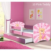 Djecji krevet ACMA s motivom, bocna roza + ladica 140x70 cm 10 Pink Teddy Bear