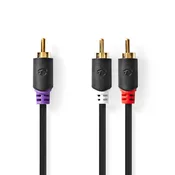 Nedis kabel nizkotonca | RCA Hane | 2x RCA Hane | Guldplaterad | 3,00 m | Okrogla | 4,0 mm | Antracit | Lada