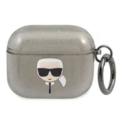Ovitek Karl Lagerfeld Glitter Karls Head za AirPods 3 - črn