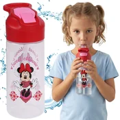 Disney DISNEY Minnie Mouse Steklenica za vodo z ustnikom in ročajem, prosojna steklenica s cevko 450 ml