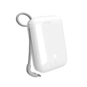 Puro Prenosna baterija 10000 mAh USB-A USB-C z vgrajenim kablom - bela