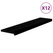 Vidaxl Podloge za stopnice 12 kosov rjavo-črne 110x25x2 cm trdna hrastovina