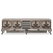Casa Padrino luxury baroque TV cabinet silver - Magnificent solid wood sideboard with 4 doors - Living room furniture in baroque style - Baroque furniture - Noble & Magnificent