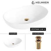 shumee Helmken 50263000 Umivalnik za pult (63x42) bel + zlat klik-klak čep