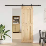 vidaXL Drsna vrata NARVIK Naravna in črna 70 x 210 cm (213,5 cm)