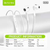 BAVIN Bubice sa mikrofonom lightning/ bela