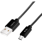 LOGILINK LogiLink CU0132 - kabel USB 2.0, USB-A/M do Micro-USB/M, najlon, aluminij, črna/siva, 1 m LogiLink USB kabel USB 2.0 USB-A vtič, USB-mikro-B vtič 1 m, (20416731)