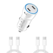Dvojni hitri polnilnik USB-CC 60W avtomobilski polnilnik, kabel USB-CC 67W 2 m