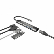 NATEC FOWLER GO, USB Type-C 5-in-1 Multi-port Adapter (USB3.0 Hub + HDMI + PD + Gigabit LAN), Max. 100W Output (NMP-1985)