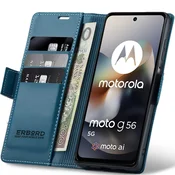 Overboard Futrola za Motorola Moto G56 5G, sjajna Litchi, novcanik s preklopom, plava