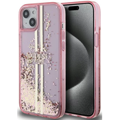 Guess GUHCP15MLFCSEGP iPhone 15 Plus 6.7 pink hardcase Liquid Glitter Gold Stripes (GUHCP15MLFCSEGP)