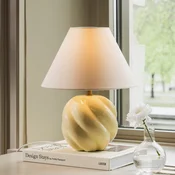Globen Lighting namizna svetilka DAHLIA, bež/rumena višina 31 cm - Dnevna soba/jedilnica - rumena, bež - Tkanine/tekstil