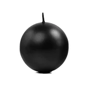 PartyDeco Sveča - črna kovinska krogla, 8 cm