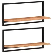Zidne police 2 kom 80 x 25 x 35 cm masivni bagrem i celik