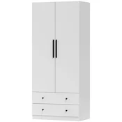Homestar Omara 2 vrata z obešalnikom za oblačila in 2 predaloma 79x43x180 cm Bela