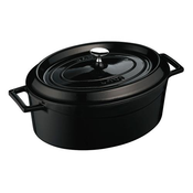 LAVA Metal Litoželezni ovalni lonec črne barve,4,8 l, premer 29 cm