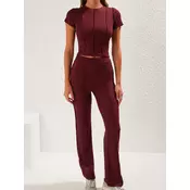 Trendyol Hlačni kostim bordo