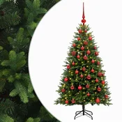 Vidaxl Umjetno božično drevo z okrasnimi kroglami 150 cm 150 LED