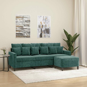 vidaXL vidaXL Trosed s stolčkom za noge temno zelen 180 cm žamet, (20925675)