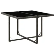 Vidaxl Vrtna miza črna 109x107x74 cm poli ratan in steklo
