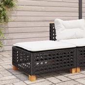 vidaXL Vrtni stolček z blazino črn 63,5x56x32 cm poli ratan
