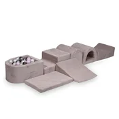 shumee Največje penasto igrišče z mikro bazenom Corduroy Light Pink 100 žogic: biserna, srebrna, svetlo roza biserna, kovinski grafit
