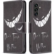 GS Ovitek za Samsung Galaxy A15, denarnica, Dont Touch My Phone, črn + 9H steklo