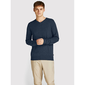 JACK & JONES Muški džemper JJEEMIL KNIT V-NECK NOOS teget