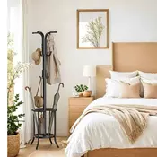 Songmics Samostoječi obešalnik za plašče z držalom za dežnike 40x40x175 cm črne barve