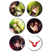 Set bedževa Anime Code Geass, 37 mm, 6 kom