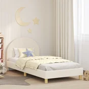 vidaXL Otroški posteljni okvir z vznožjem Krem 80 x 200 cm Bouclé