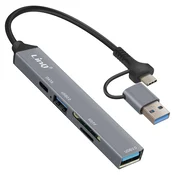 LINQ LinQ, USB C in vozlišče USB z USB-C + USB 2.0 + 3.0 Bralnik kartic SD in TF, Črna, (5000063507)