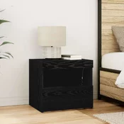 vidaXL vidaXL Nočna omarica z LED lučkami Črna bukev 50x40x45 cm, (22008246)