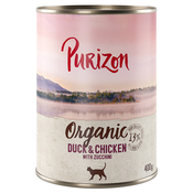 Ekonomično pakiranje Purizon Organic 24 x 400 g - Pačetina i piletina s tikvicom