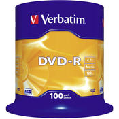VERBATIM DVD-R medij 4.7GB 16× MATT SILVER 100 PACK SPINDLE 43549